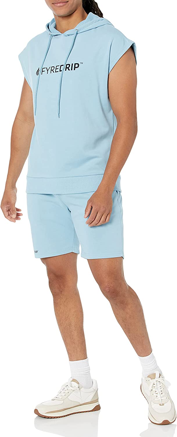 Men's Terry Sleeveless Hoodie - Powder blue