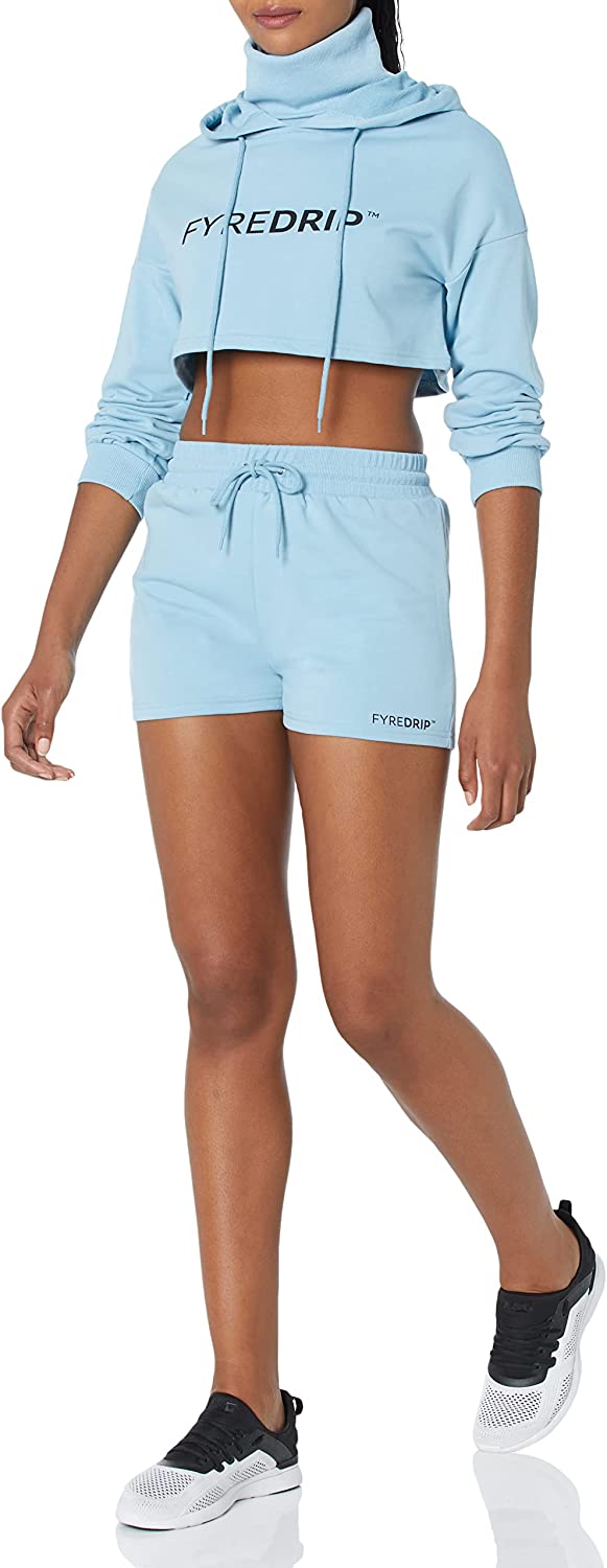 Women's Cropped Hoodie With Mask - Powder blue