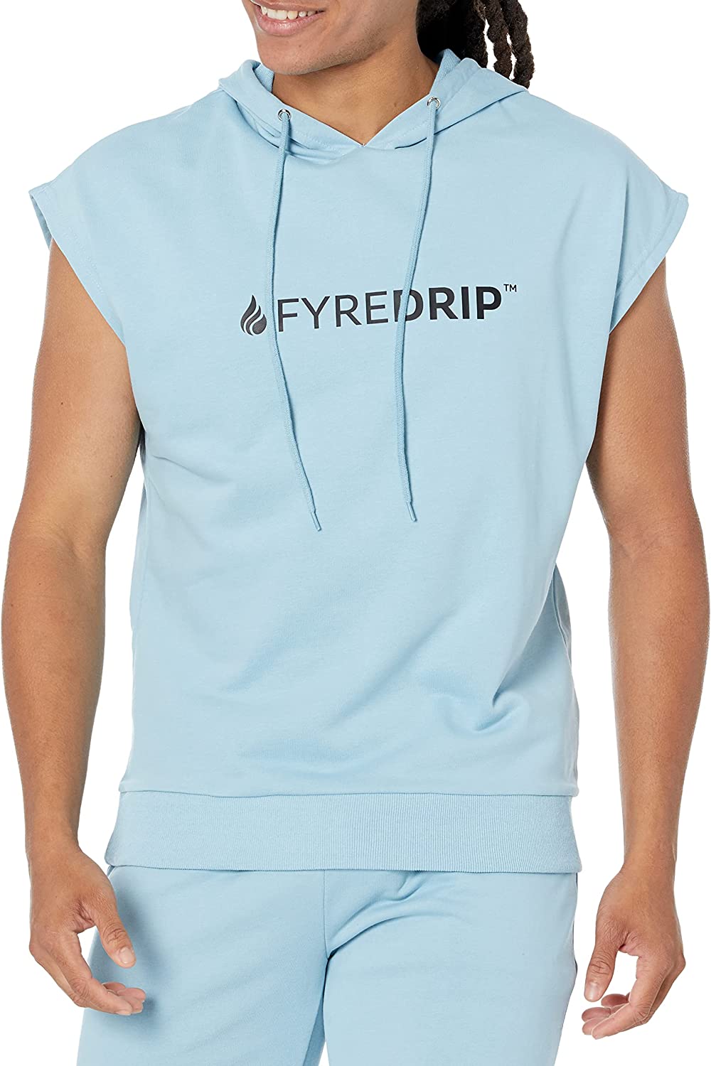 Men's Terry Sleeveless Hoodie - Powder blue