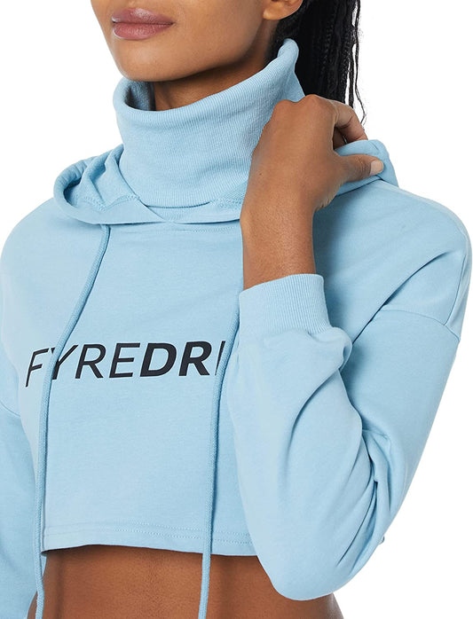 Women's Cropped Hoodie With Mask - Powder blue