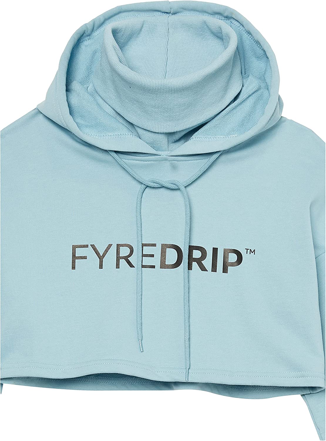 Women's Cropped Hoodie With Mask - Powder blue
