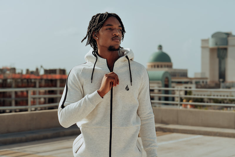 Men's Casual Fleece Hoodie - Grey