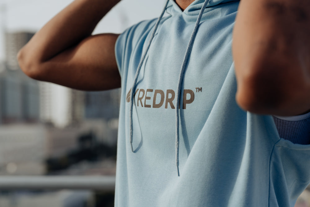 Men's Terry Sleeveless Hoodie - Powder blue