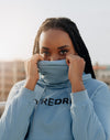 Women's Cropped Hoodie With Mask - Powder blue